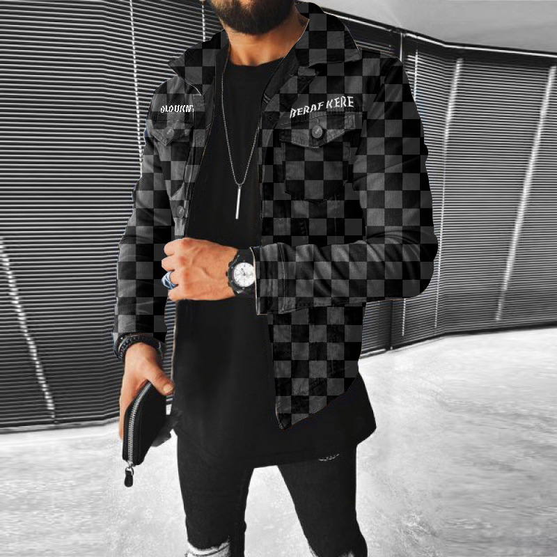 Herren Workwear Jacke Mit Karomuster Und Vielen Taschen_voghion.com