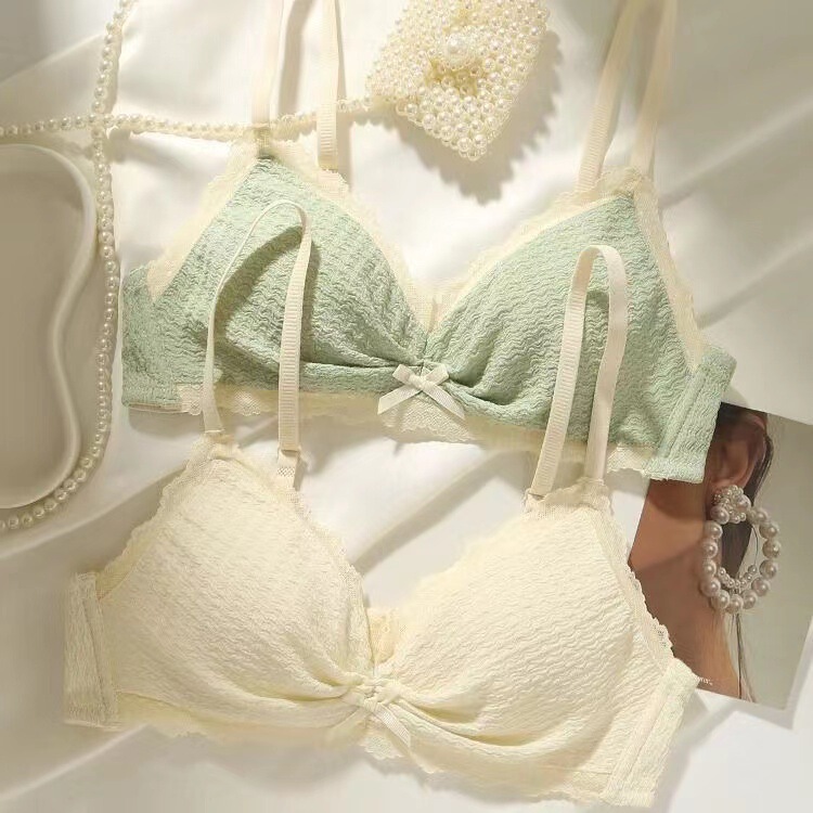 Women's underwear small chest push up wireless lace thin big chest small sweet cute girl adjustable bra