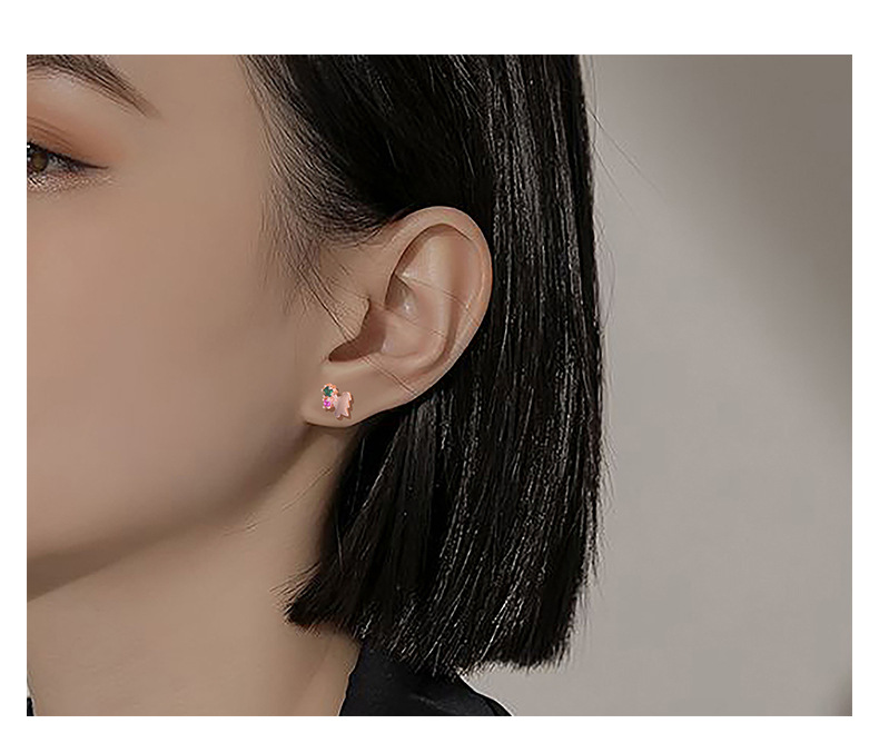 Fashion Christmas Tree Sterling Silver Plating Zircon Ear Studs 1 Pair