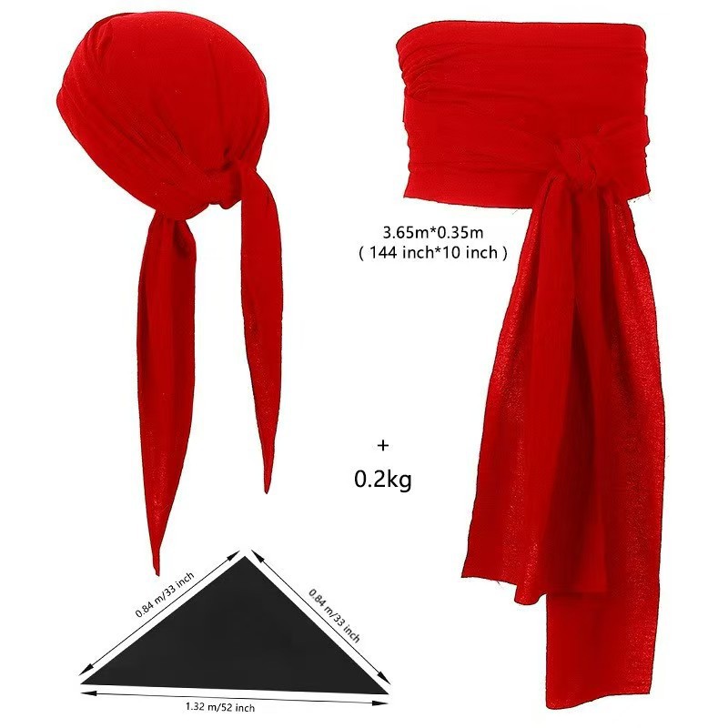 Pirate of the Caribbean headband and belt two-piece set, Halloween party props, suitable for adults and children, universal performance costume
