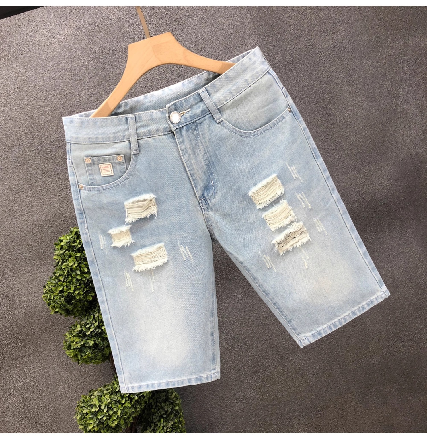 Men's Mid High Waist Denim Shorts Summer Thin Style Casual Loose Straight Leg Five Point Pants New_mkmklike.com