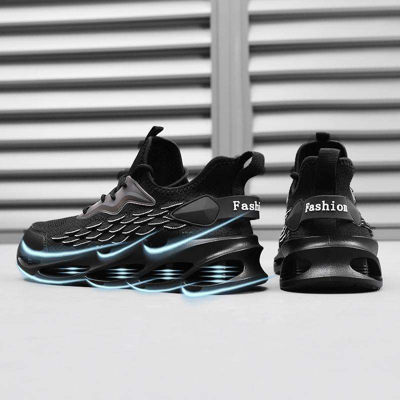 Zapatos de hombre de coco Putian transpirables de verano, deportes de tejido volador, correr, desodorante, resistente al desgaste, amortiguador, zapatos de moda con hoja