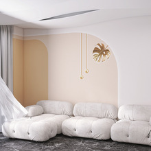 幾何拱門服裝婚紗店直播拍照牆紙莫蘭迪色奶油風沙發背景壁紙