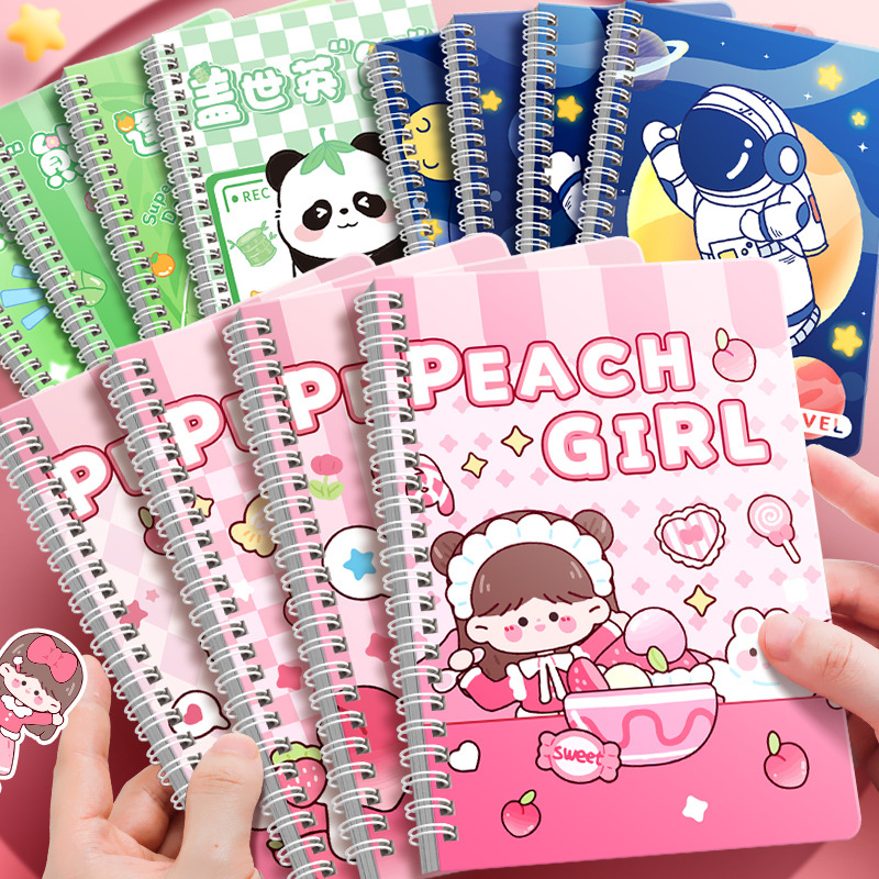 Cuaderno de notas de bobina b5 de color real simple en espiral de viento lindo dibujo animado a5 libro panda capibara
