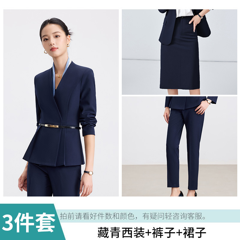 灰色西装套装女秋季职业气质酒店前台工装珠宝店售楼部工作服高端|undefined