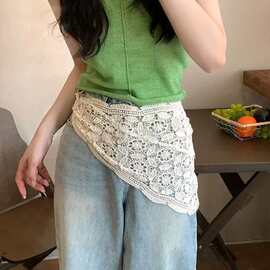 春夏针织屁帘女波西米亚民族风三角头巾感叠穿腰巾文艺田园风