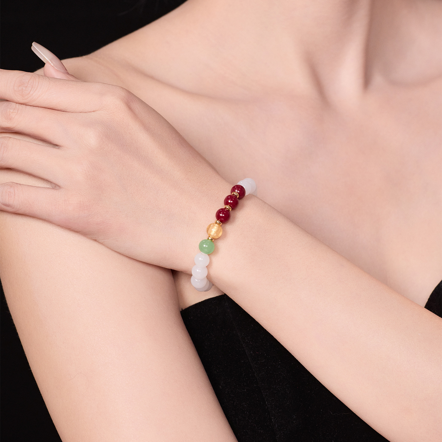 Xuping nuevo estilo chino de jade temperamento elegante pulsera primavera simple moda suave pulsera de cuerda elástica al por mayor