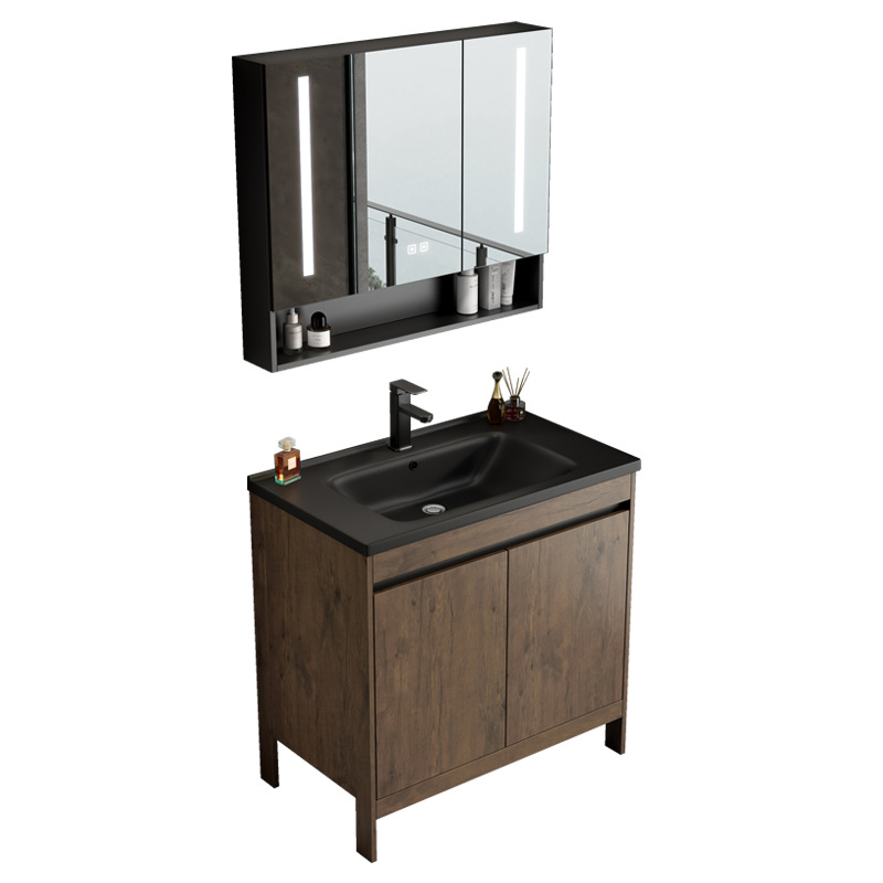 Armario de baño de piso de aluminio espacial, baño combinado, lavabo integrado de cerámica, lavabo de hotel, piscina de mesa de lavado