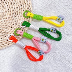 手工編織棉繩鑰匙扣掛件彩色短款防丟手機鏈繩背包相機水杯掛繩