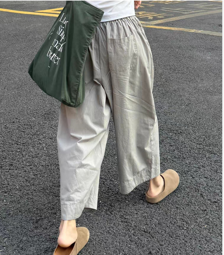 Quần culottes nữ ống rộng vải khô nhanh phong cách Nhật thoải mái — Quần xám chi tiết 4