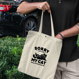 Supply Creative Simple Canvas Bag with Snap Button, Printable Logo Canvas Bag, Black Cat Cotton Bag, Cross-Border Dropshipping