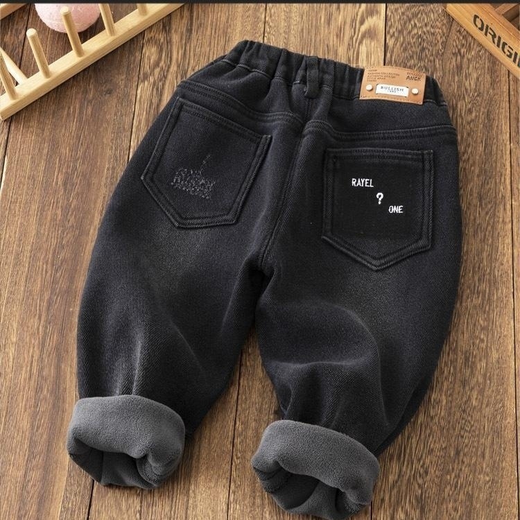 Jeans de lana para niños 2025 nuevos niños pequeños y medianos en invierno engrosado calentamiento de niños pantalones elásticos suaves image 6