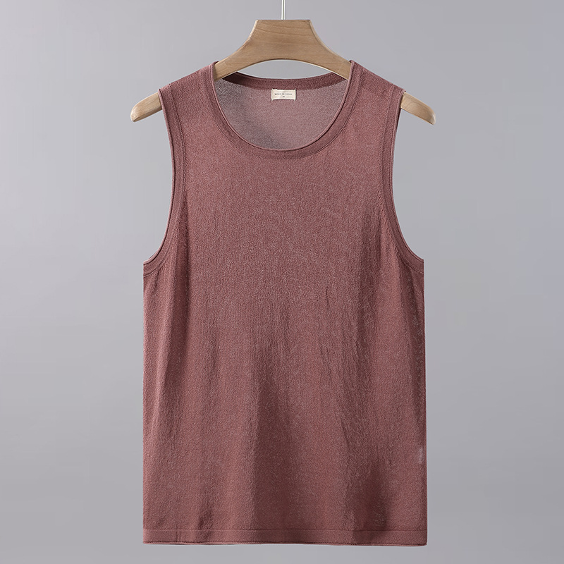 Αθλητικό γιλέκο ανδρικό καλοκαιρινό, μοντέρνο Instagram λευκό μονόχρωμο αμάνικο μπλουζάκι γυμναστικής με κοντό μανίκι_voghion.com