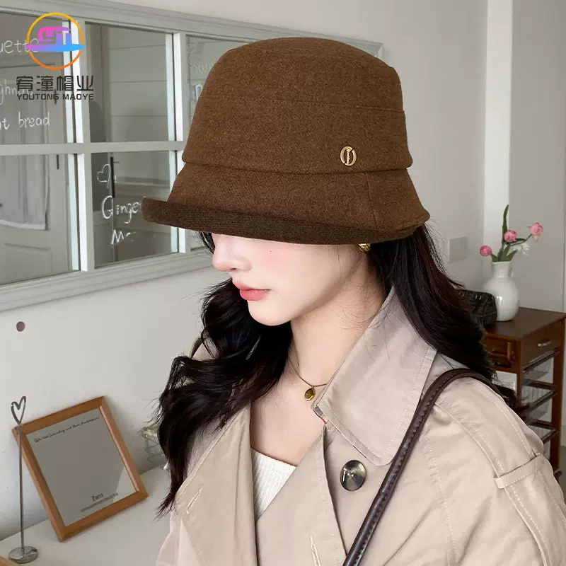 英伦复古毛呢渔夫帽女春秋时尚显脸小防晒帽洋气百搭盆帽时尚礼帽