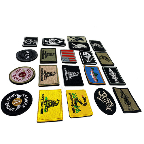 Cloth patch embroidery black and white red edge printing Velcro animal creature square badge patch tactical Velcro