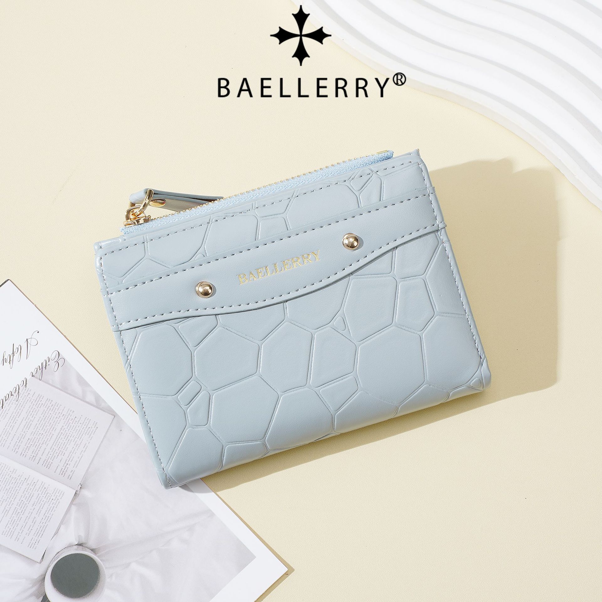 Baellerry new women's short wallet, high-end design, Amazon zipper coin purse, multi-card slots, small wallet