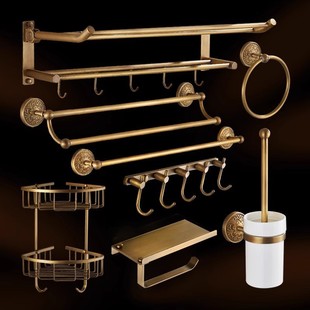 [Source Manufacturer] High-end Retro Towel Rack All Copper Punch-free Hardware Pendant suit Towel Rack Bathroom Set