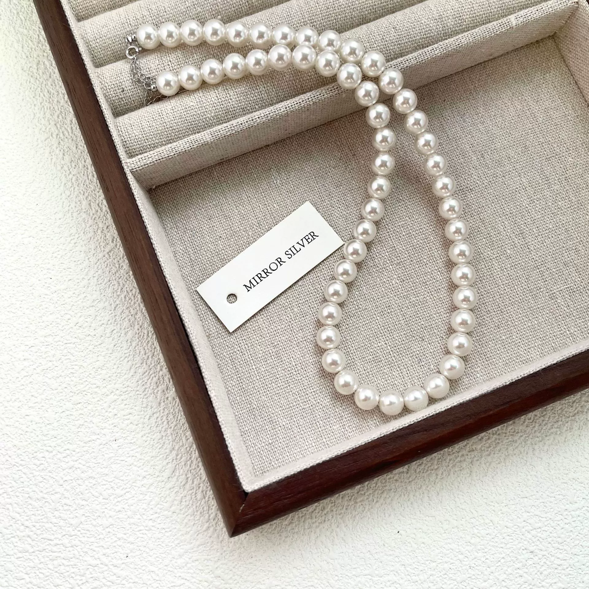 Classic universal necklace from pearl, sweater, silver 925 sample, light luxury style, high-quality style, bright catchy style