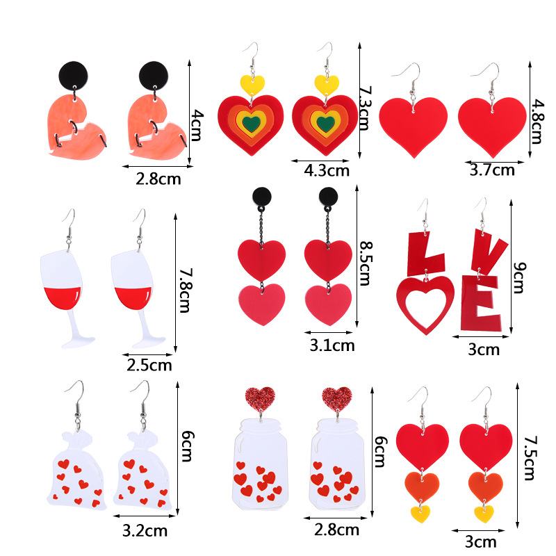 Fashion Letter Heart Shape Arylic Stoving Varnish Women's Drop Earrings 1 Pair display picture 1