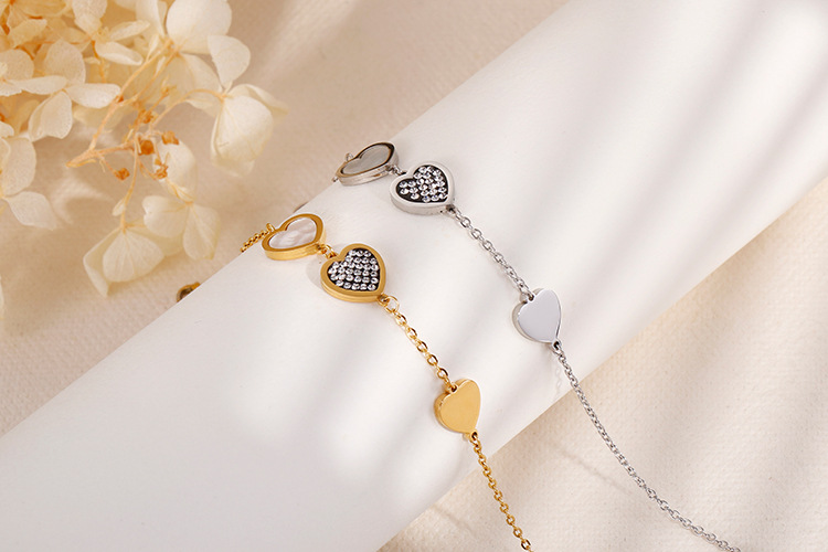 Heart Stainless Steel 18K Gold Plated Bracelets In Bulk display picture 5