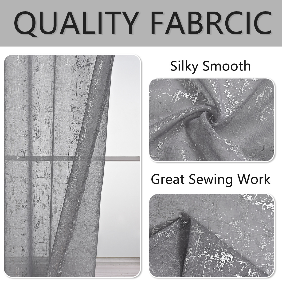 Artículos populares de SHEIN para dropshipping, cortinas translúcidas semioscuras con patrón de cruz pequeña en relieve plateado, venta al por mayor transfronteriza para Mercado.