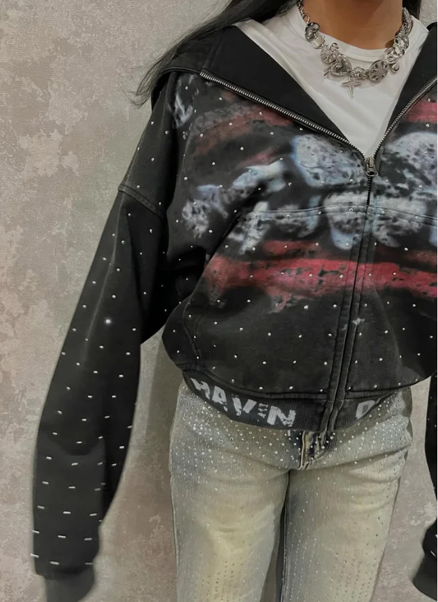 Sudadera con cremallera y capucha unisex estilo urbano estampada_voghion.com