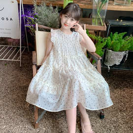 女童夏装圆点连衣裙2026新款洋气儿童韩版女孩波点裙子背心公主裙