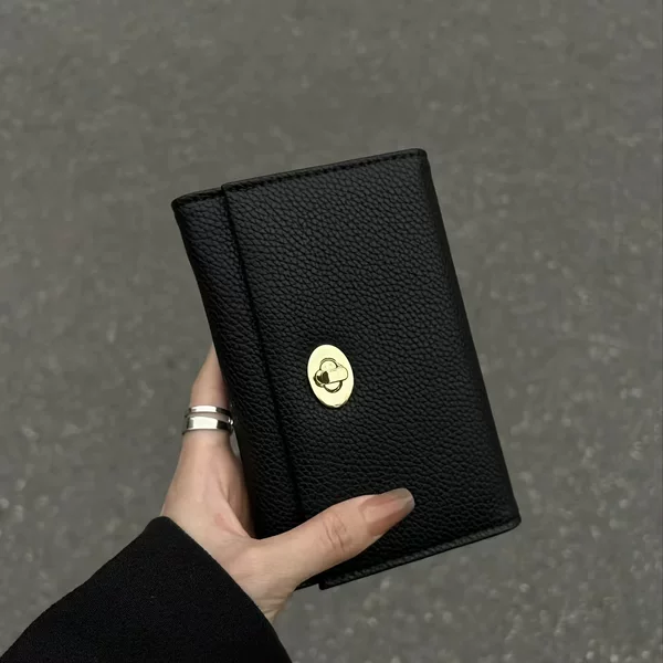 New Style Lychee Pattern Women's Wallet Ins 70% off Multi-Card Slot Fashion Solid Color Lock Buckle Korean Style Coin Purse Card Holder