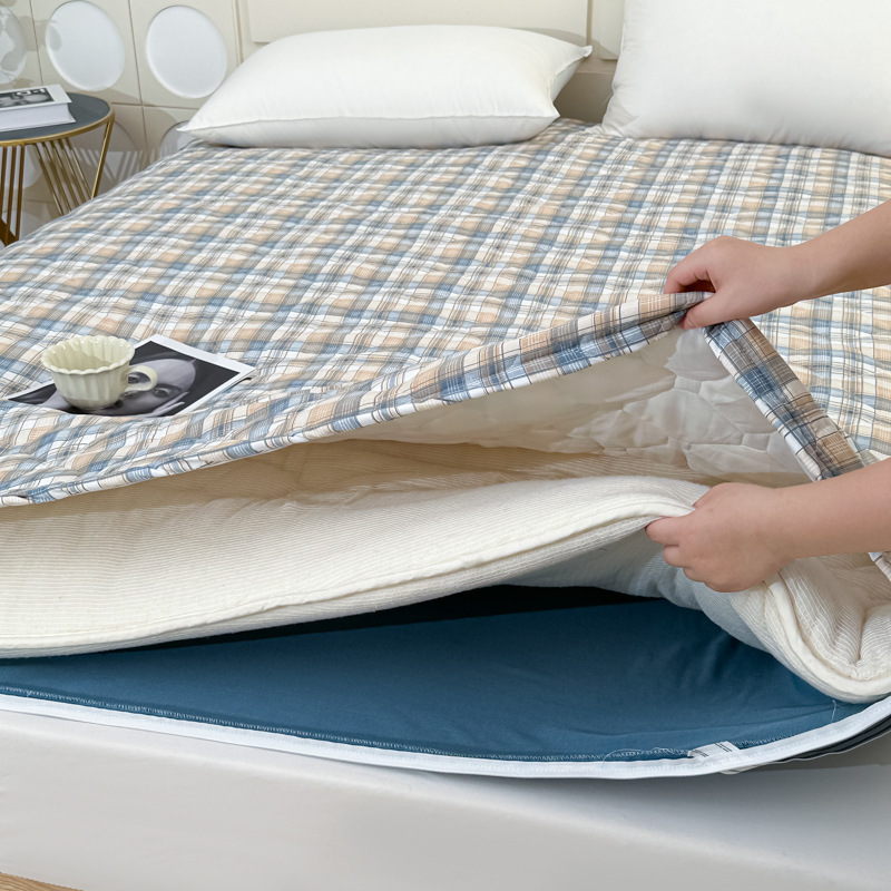 可拆洗棉花床垫保暖秋冬棉加绒软垫四季牛奶绒单人学生宿舍床褥子