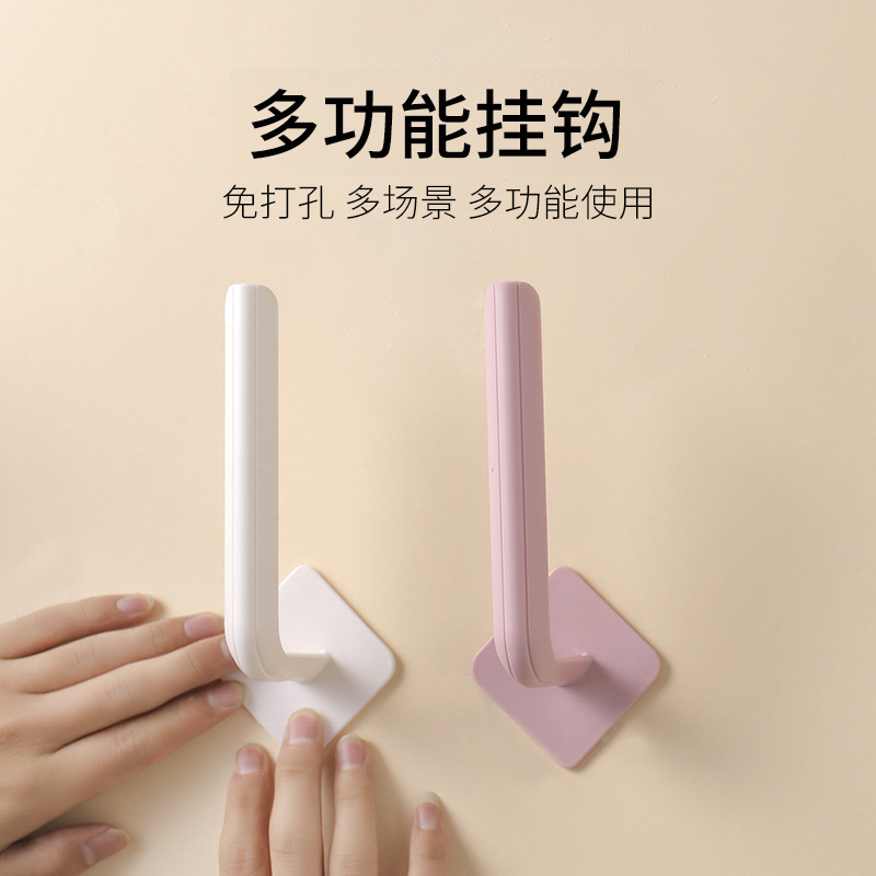 L-Shaped Adhesive Hooks, No-Drill Required, Kitchen Adhesive Hooks, Wall-Mounted Hangers, Bathroom Wall Adhesive Hooks, Nail-Free Hooks