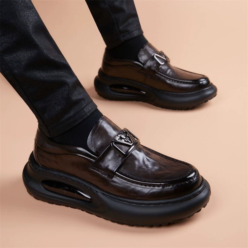 Soft heel, insoles, footwear, men's high shock-absorbing shoes for leisure for leather shoes English style platform, genuine leather