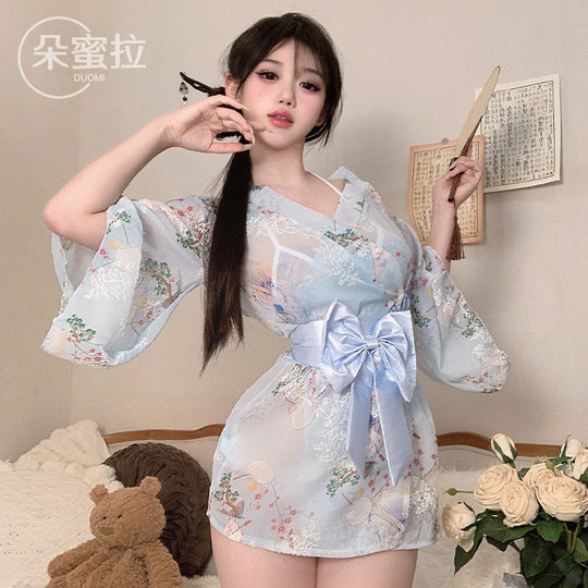 Sexy pajamas plus size Japanese kimono suit small chest sexy lingerie seductive flirting hot bed passion uniform