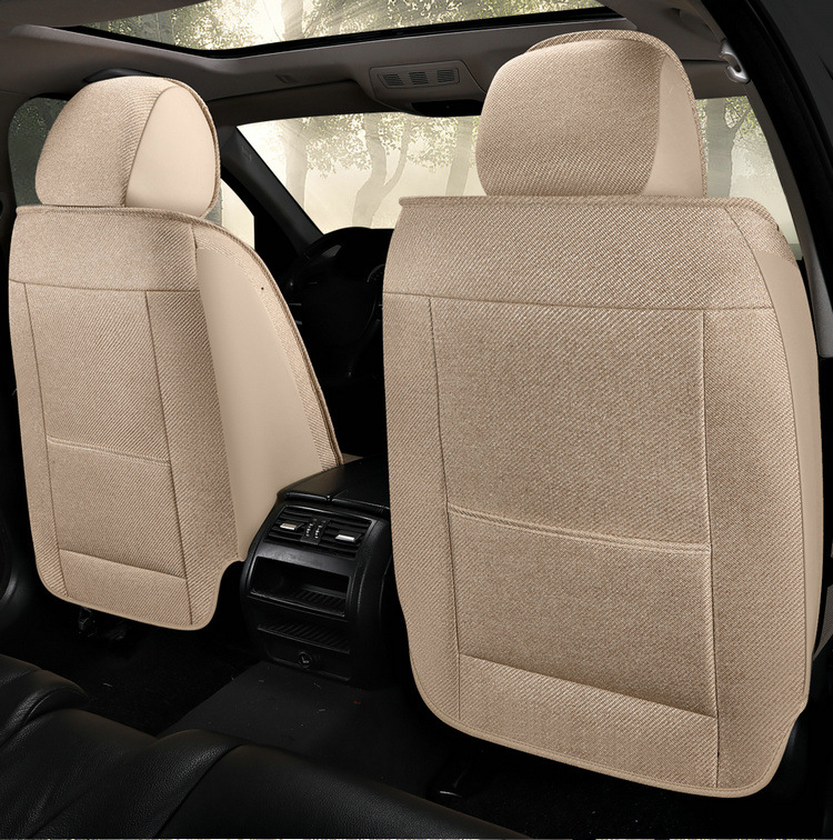 Car Seat Cushion Cover, Linen Full Surround Fabric Seat Cover, Universal for All Seasons, Summer Seat Cushion