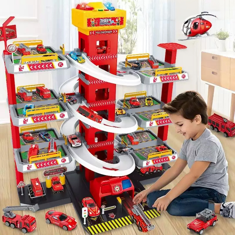 Rail car parking lot building toy car car fire 3-4 years old children 6 puzzle boy engineering car gift
