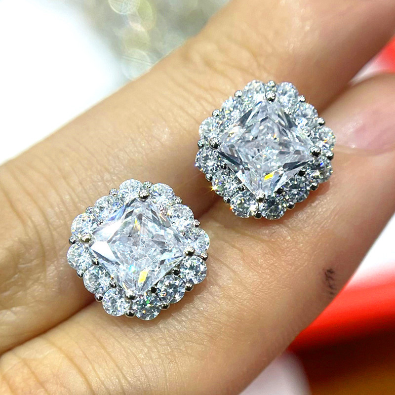 1 Paire Style Ig Brillant Carré Incruster Le Cuivre Zircon Boucles D'oreilles display picture 7