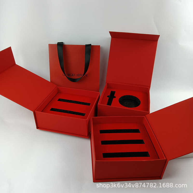 阿玛专柜同款唇釉口红礼盒二槽三槽唇釉气垫盒空盒包装盒礼品袋