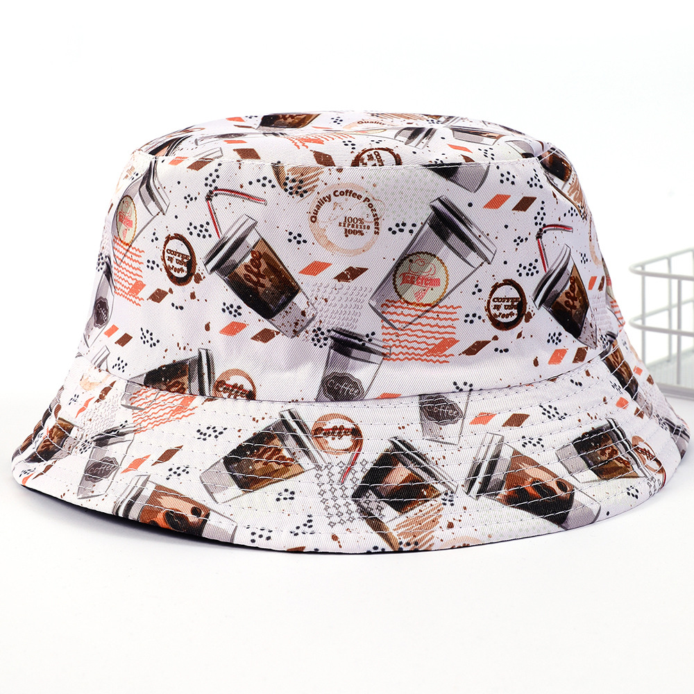 Estilo coreano original cuenca sombrero moda mujer impreso pescador sombrero hombres y mujeres de primavera y verano nuevo ocio al aire libre sombrero para el sol