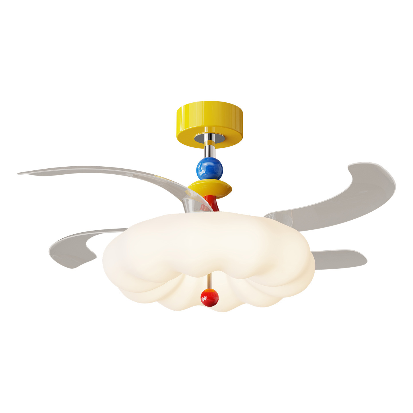 Ventor de dormitorio Memphis crema viento ventilador invisible cuchillas de ventilador para niños protección de ojos de espectro completo luz de ventilador de techo nubes 412L