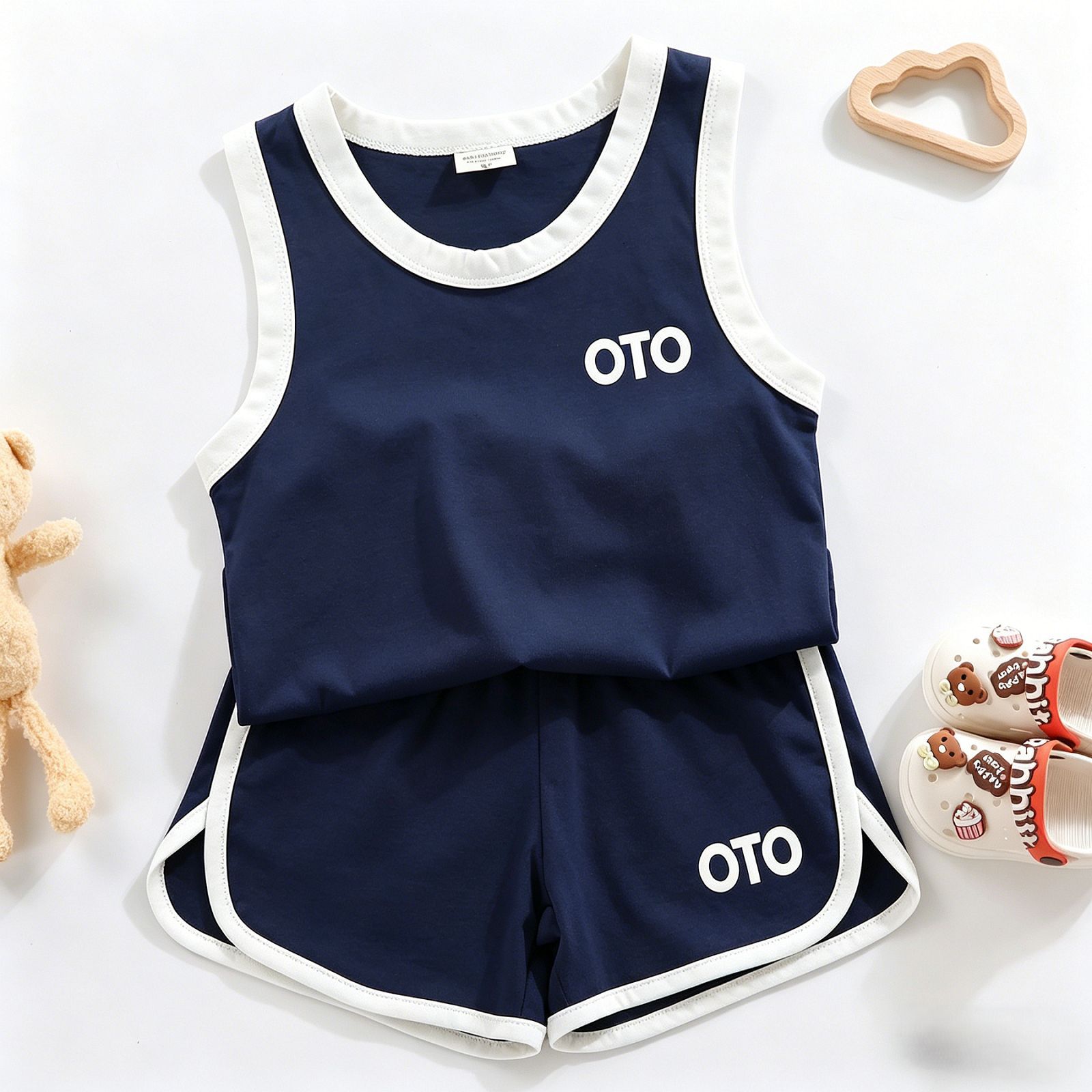 2025 juego de chaleco para niños verano nuevo pantalones cortos para niños y niñas bebés deportivos casuales de dos piezas marca de moda de estilo extranjero