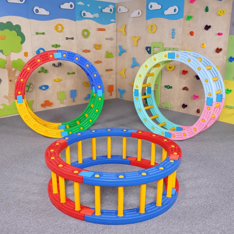 Cuarto de redondo escalada infantil equipo de entrenamiento sensorial juguetes para niños pequeños en el hogar puente de madera de equilibrio