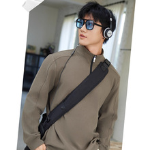 新款老钱风透气高领拉链针织衫男士打底2025秋冬重磅长袖休闲卫衣