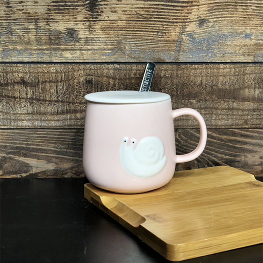 Taza de cerámica con diseño de caracol fresco y sencillo, con palo para remover, taza de café de oficina, taza de agua creativa, taza de cerámica ecológica.