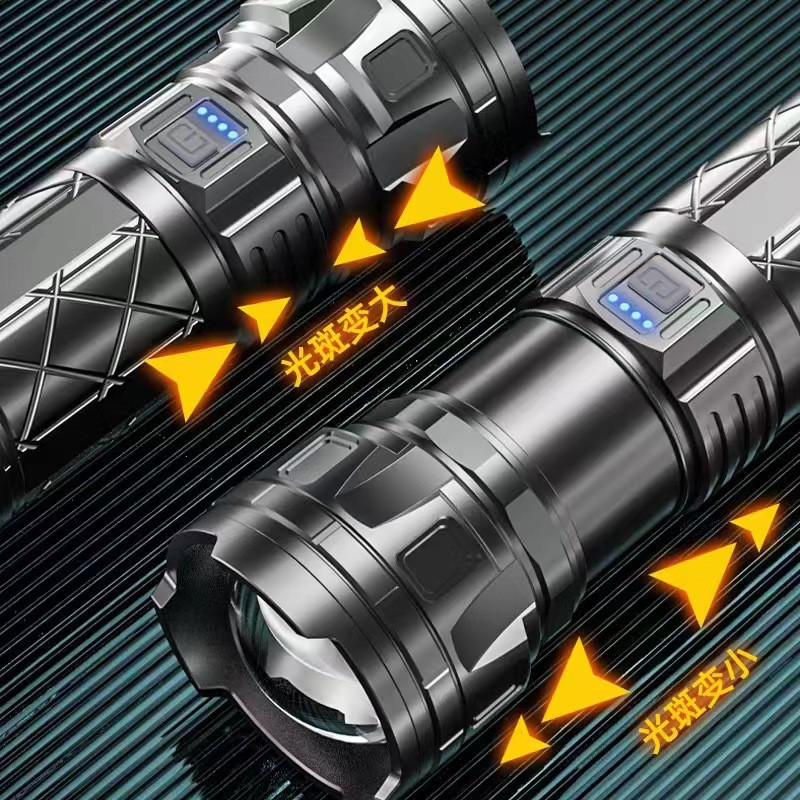 Linterna láser blanco al aire libre tipo-C de carga de emergencia de larga resistencia pantalla de potencia lámpara de iluminación de zoom telescópico