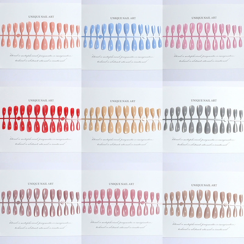 Оптовая продажа от производителя: 24 штуки прозрачных накладных ногтей с эффектом кошачьего глаза, разноцветные, прозрачные, для маникюра.