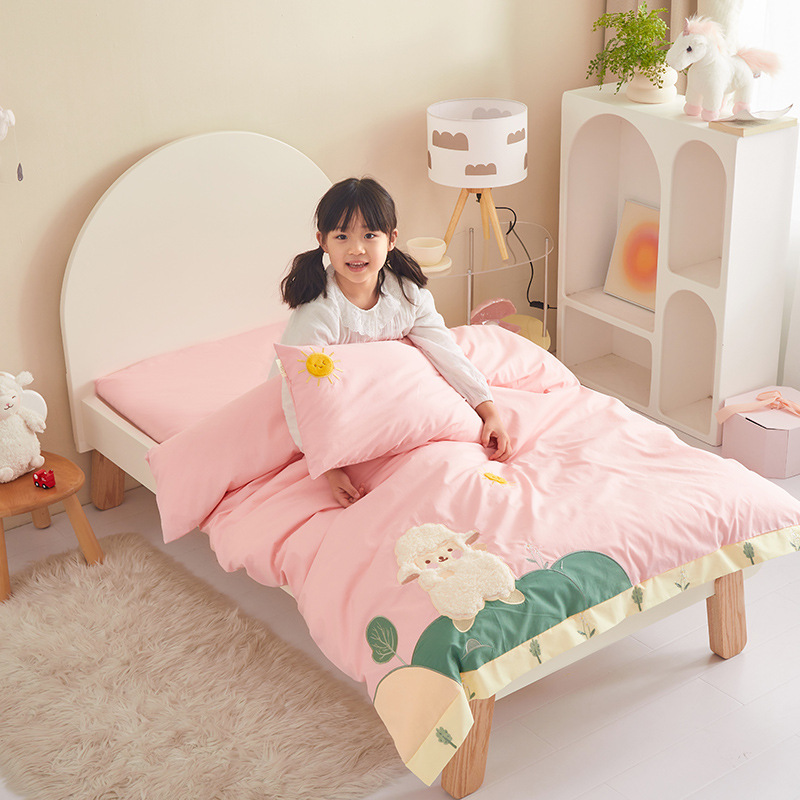 A類全棉卡通繡花兒童被套純棉120x150單件男女孩可愛ins風幼兒園