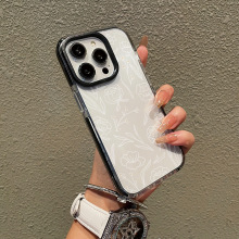 独立站满屏小花朵苹果14promax韩系透明15/16手机壳tpu双色边框