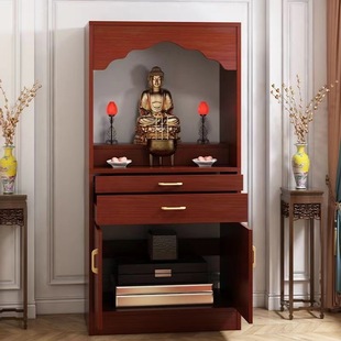 Buddhist Altar Cabinet with Doors for Home Use, Featuring a Standing Cabinet for Worship, Guanyin Altar, Incense Table, and Buddhist Shrine, Factory Supply