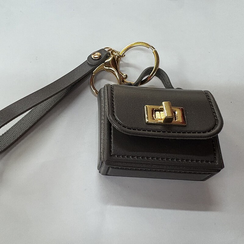 Ruiguo Leather Bright Leather Key Bag, Convenient to Carry Small Bag, Wireless Headphone Bag, Multi-Functional Coin Purse