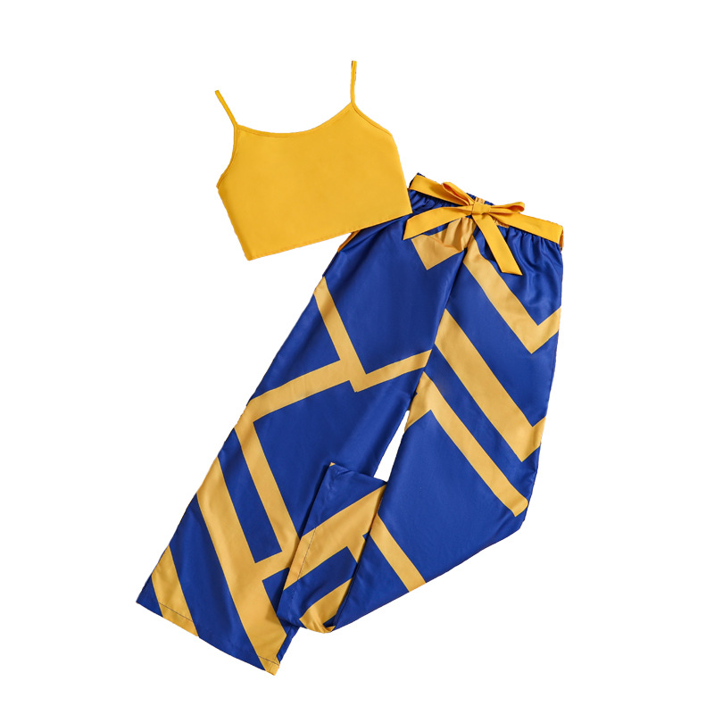 Summer New Children's Wear Sling Top Fashion Printed Pants Girl's Set_voghion.com