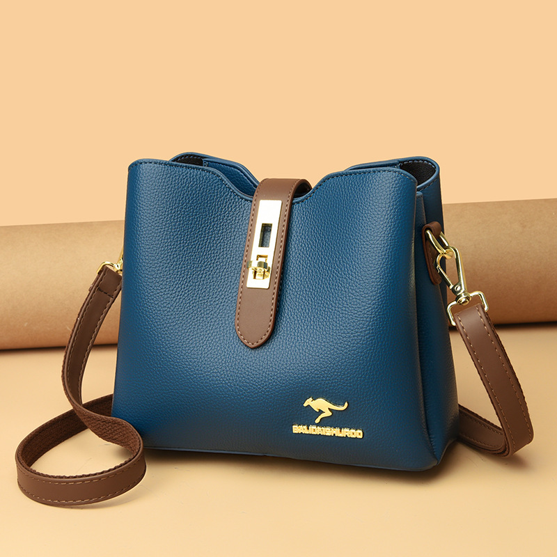 Women's Bag 2021 New Fashion All-match Bucket Women's Shoulder Bag Middle-aged and Elderly Mother Embroidery Threading Large Capacity Bag